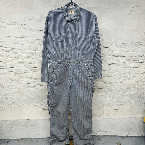 Vintage 50s 60s Blue Bell Sanforized Hickory Striped Denim Coveralls Rare USA - Picture 1 of 12